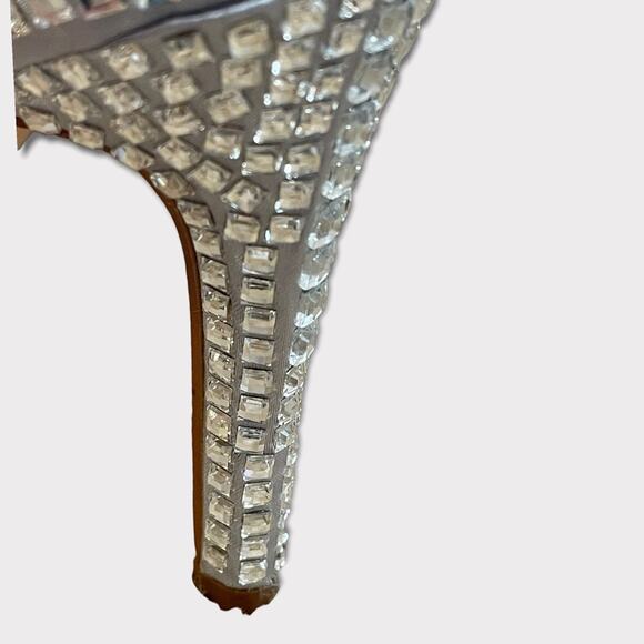 Lauren Lorrain Silver Glass/Rhinestones Dazzle Embellished Pump Heels Size 6.5 - Picture 9 of 14